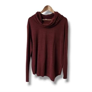 Lisa Rinna Lightweight Asymmetric Rust Cowl Neck Sweater | L